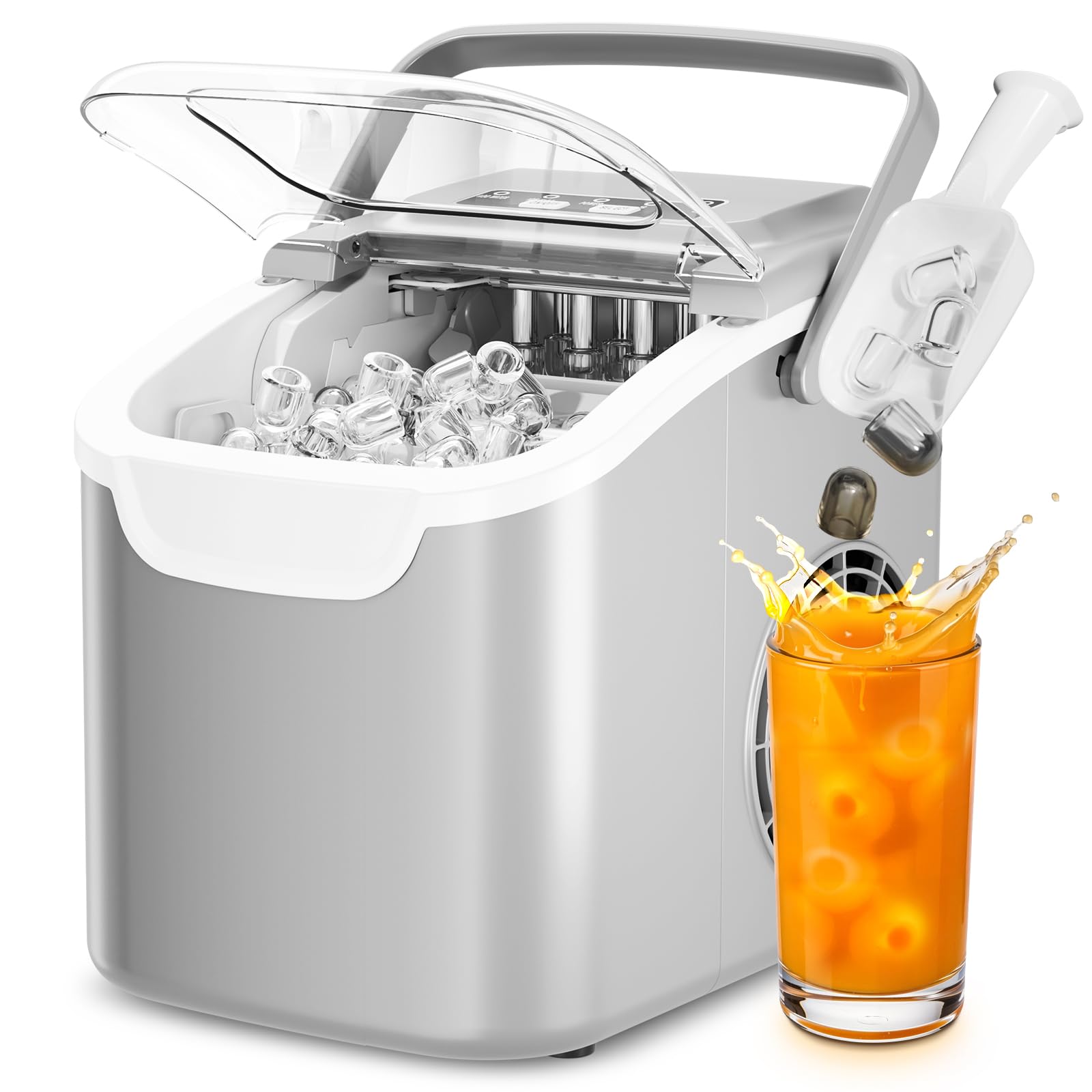 Antarctic Star Countertop Ice Maker Machine, 8 Cubes in 6 Mins, 26.5 lbs/Day, Self-Cleaning, 2 Sizes, Ultra-Quiet for Home/Kitchen/Camping/RV Black — view 9