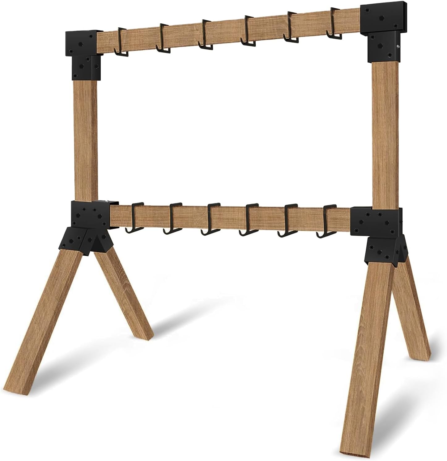 2x4 Target Stand Brackets Set, Heavy Duty Y & T Connectors with 12 Hanger Hooks, 0.2”Thick Steel Frame (1.6" x 3.6" I.D) for AR500 Steel Targets, Outdoor Shooting Range & Archery Training