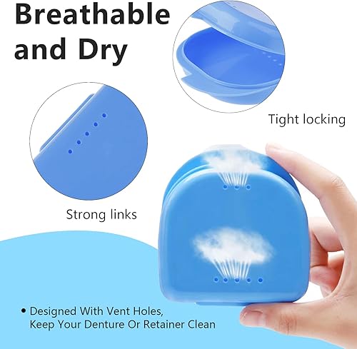 Miniatura 3 de Estuche de retención de ortodoncia de 2 piezas, estuche de retenedor, funda de dentadura con orificios de ventilación para protector bucal y hilo