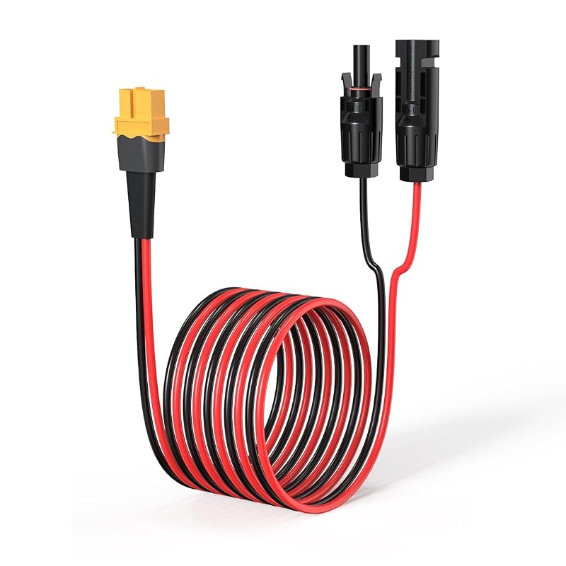 Cabo de Extensão Solar 10 AWG com Conector XT60 para Painel Solar e Estação de Energia Portátil ELFCULB M-C-1010 – 3,05 m