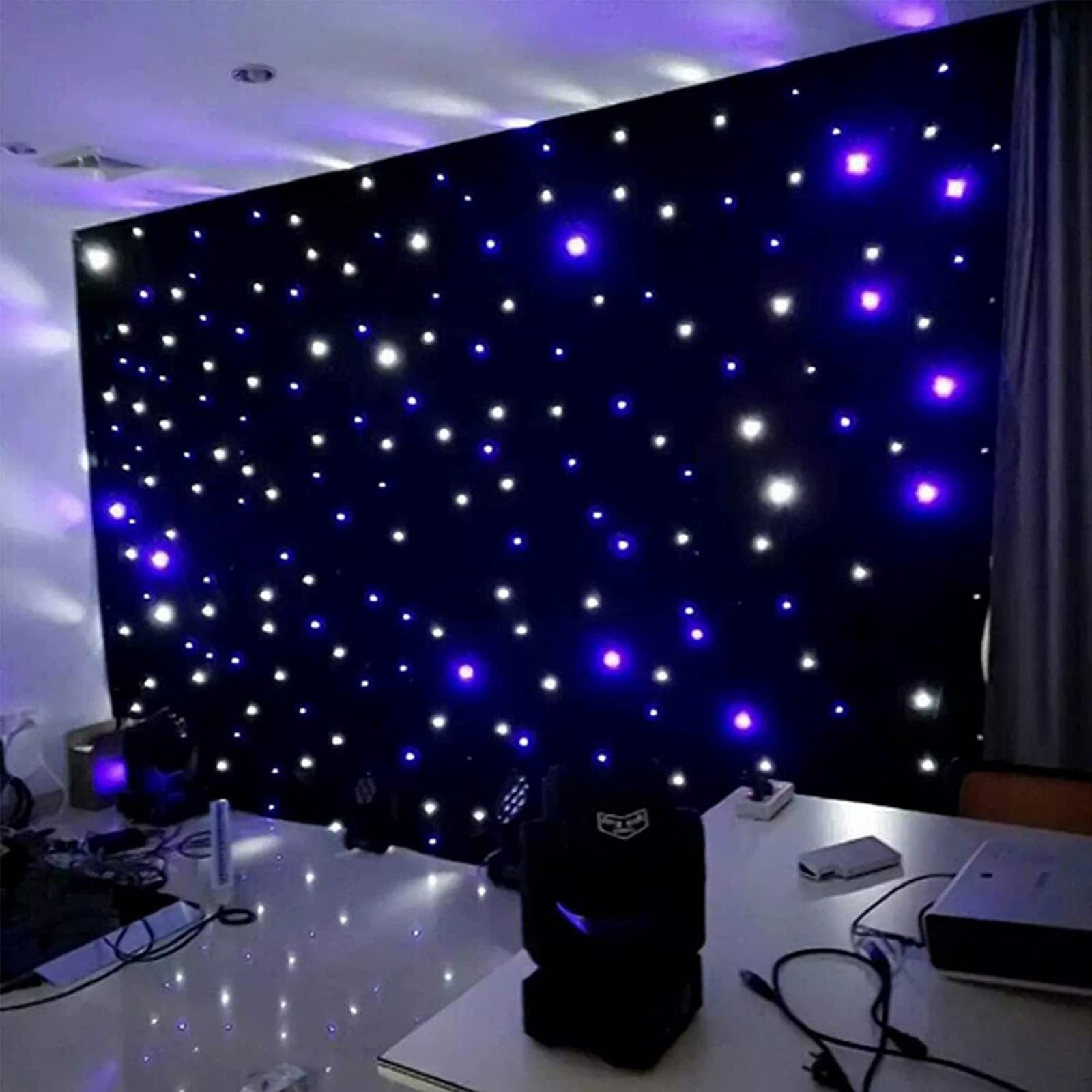 Tenda a LED per sfondo fotografico, pieghevole, motivo cielo stellato, per matrimoni, feste di Natale, tema spazio universo, 4 x 6 m