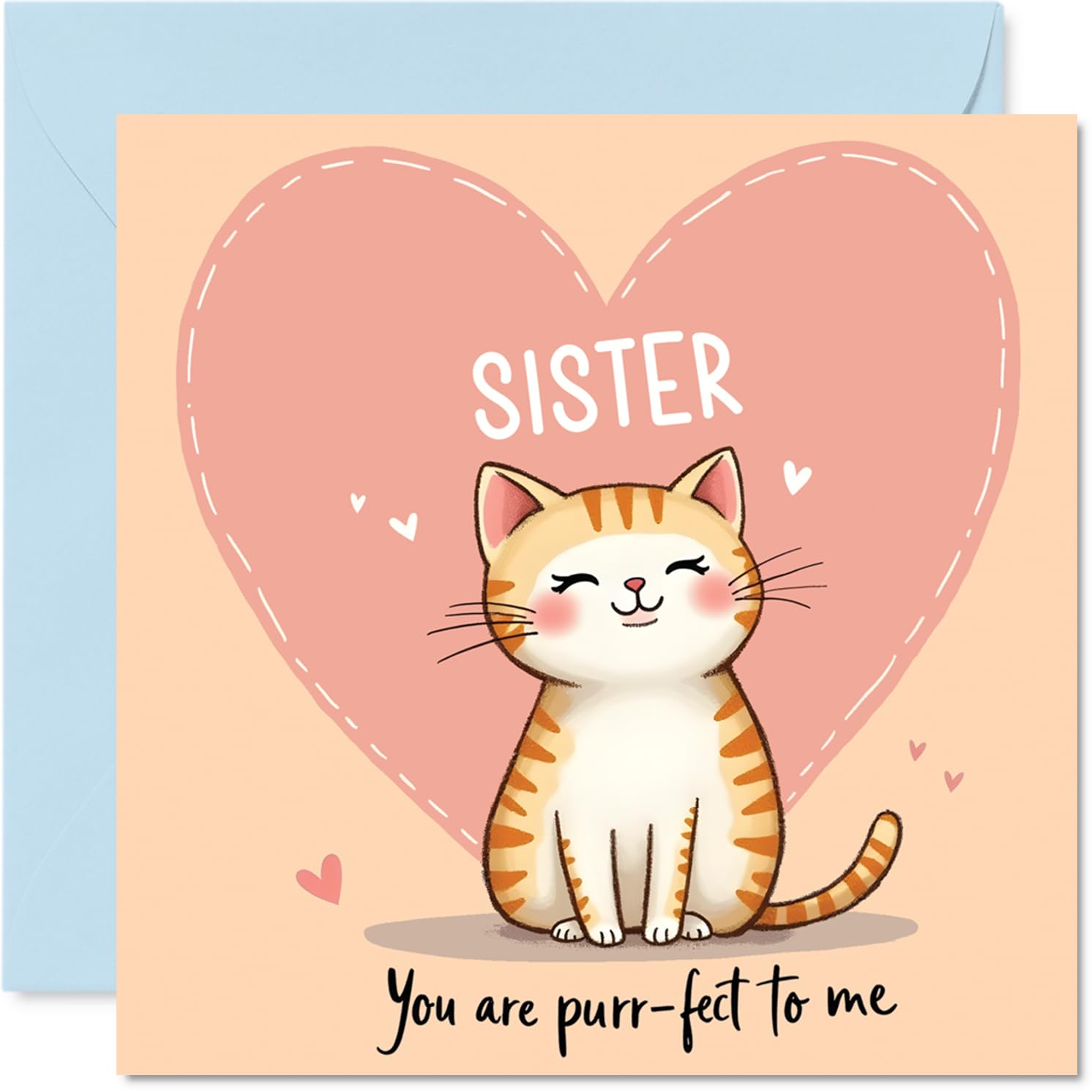 Sister Birthday Card - You are Purr-fect - Happy Birthday Cards for Sister from Brother Sibling, 145mm Cat Bday Greeting Cards