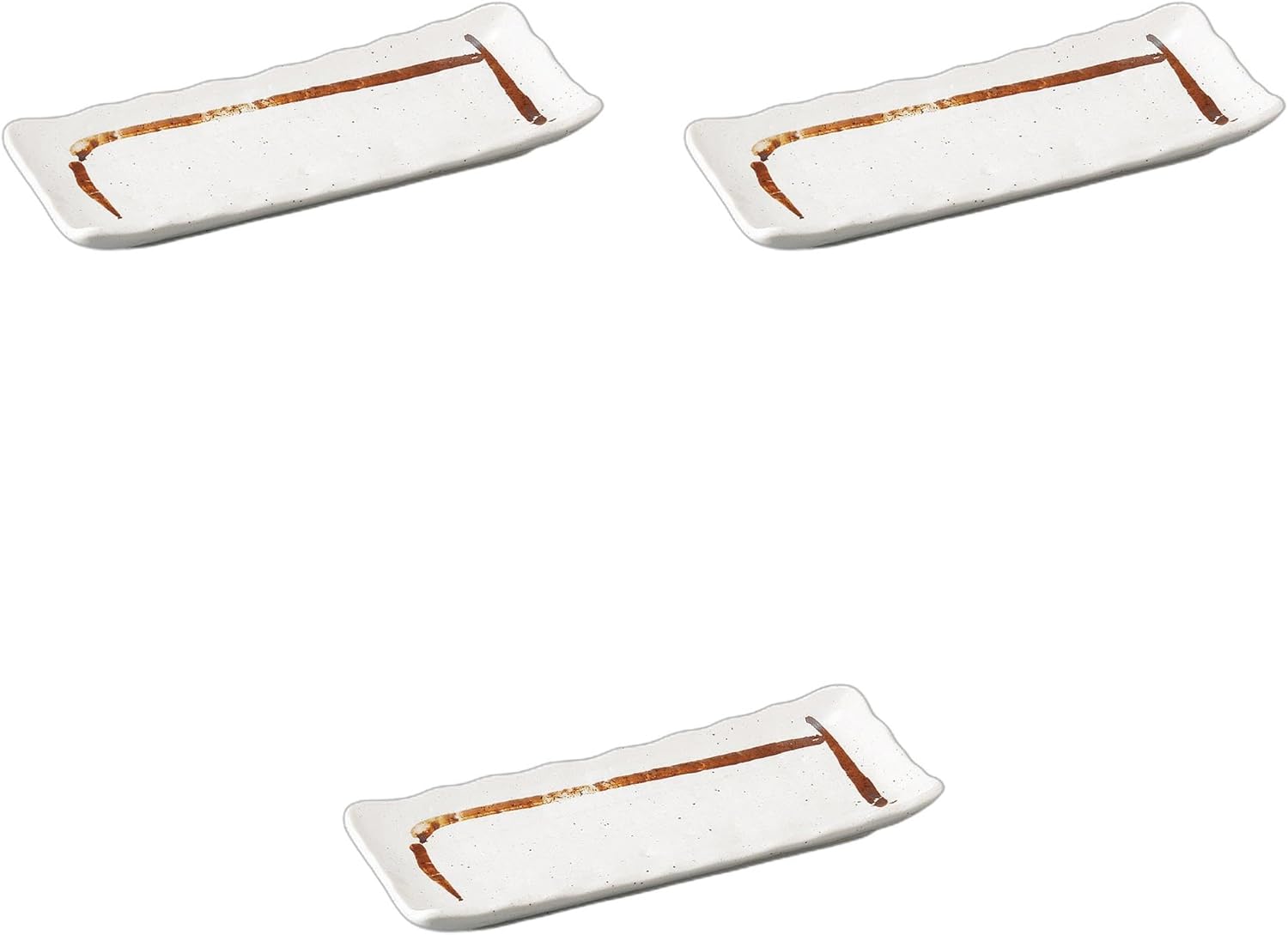 Setomonohonpo Set of 3, Serving Plate with Powder Line, 9.0 x 3.7 x 1.0 inches (22.8 x 9.5 x 2.5 cm) | Appetizer Plate, Porcelain