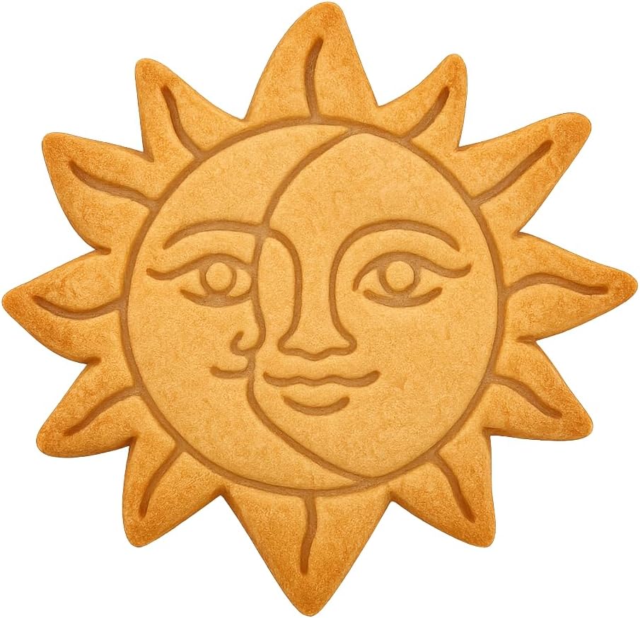 Mighty Gadget Celestial Sun and Moon Cookie Cutter & Stamp - 4x4" Heavenly Design for Lunar Celebrations (Random Color)