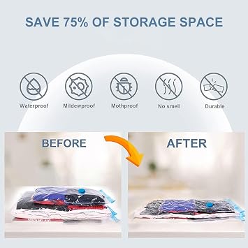 Vacuum Bags,Vacuum Storage Bags for Clothes 50x70cm,4Pcs Vacuum Travel Bag with Pump,Space Saver Baggs,Compression Storage Sealer for Blanket Clothing Bedding Blanket Storage Moving