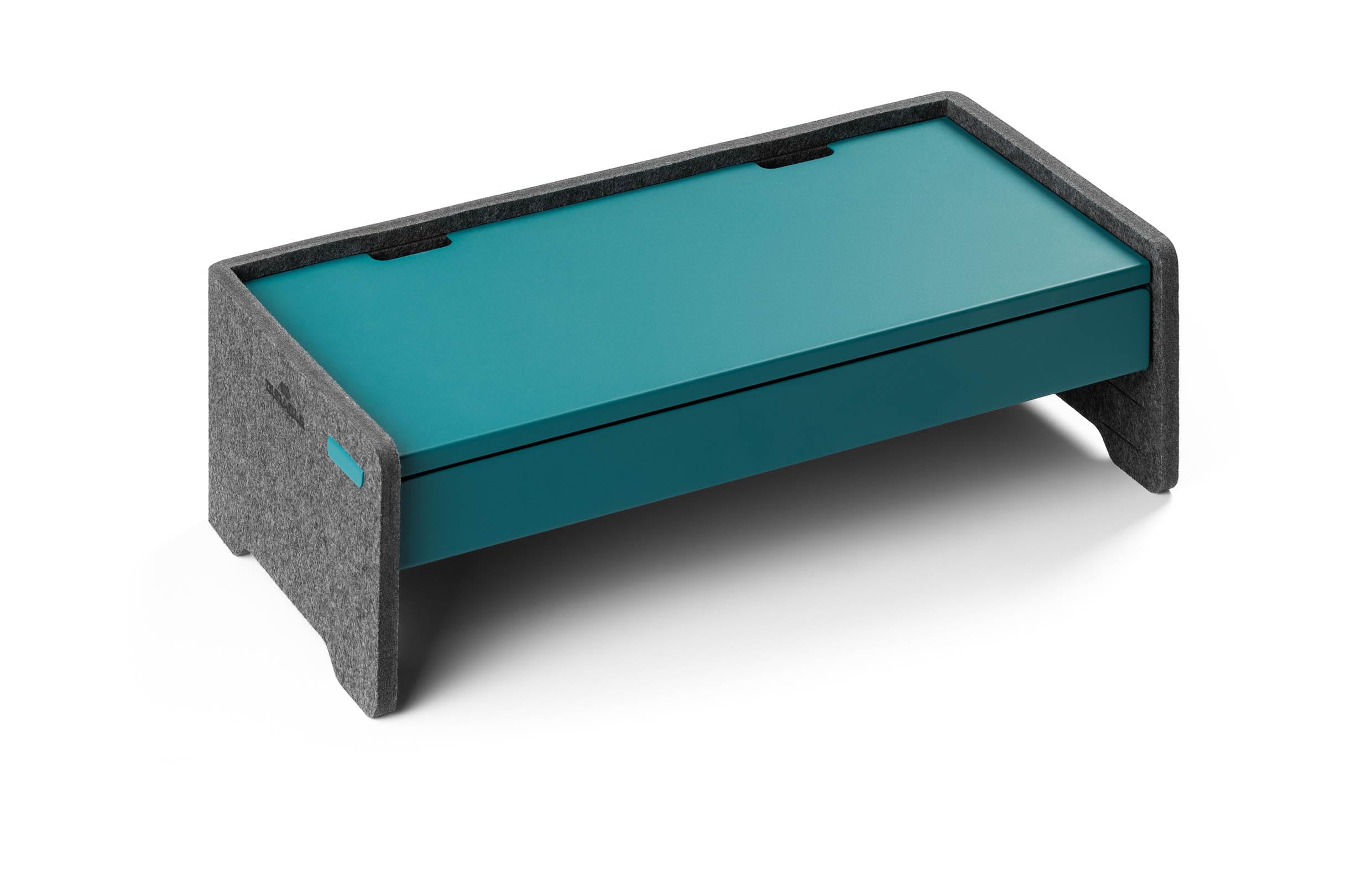 Durable Effect Monitor Ständer für Laptops, 3-fach höhenverstellbar, petrol | Monitorerhöhung aus Filz, Tischaufsatz für Notebook, mit Kabelführung, für Ergonomie am Arbeitsplatz