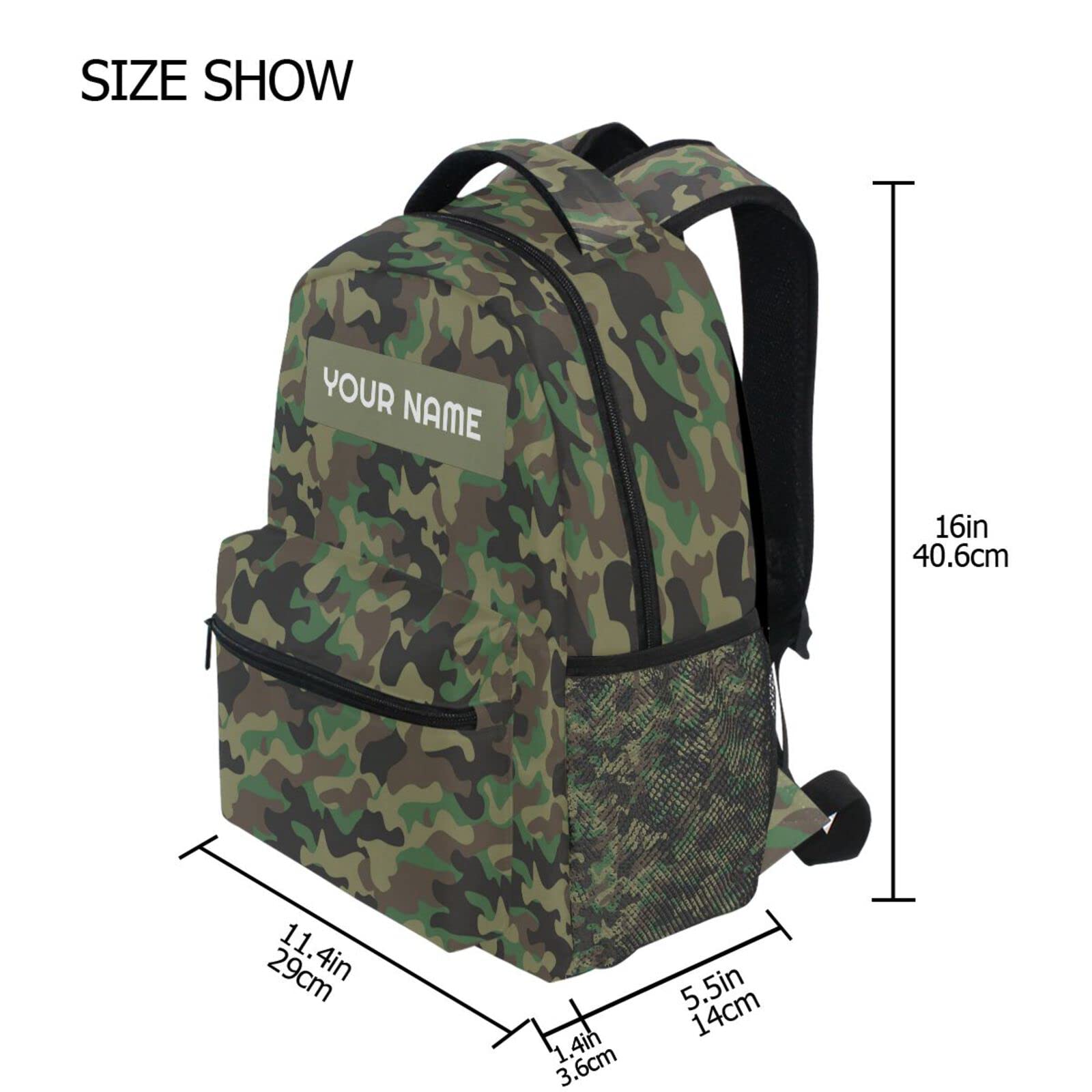 AUUXVA Custom School Backpack for Kids Boys with Name/Text, Personalized Camo Laptop Backpack Add Your Name Student College School Bag Customized Bookbag for Primary Middle Junior High Back to School