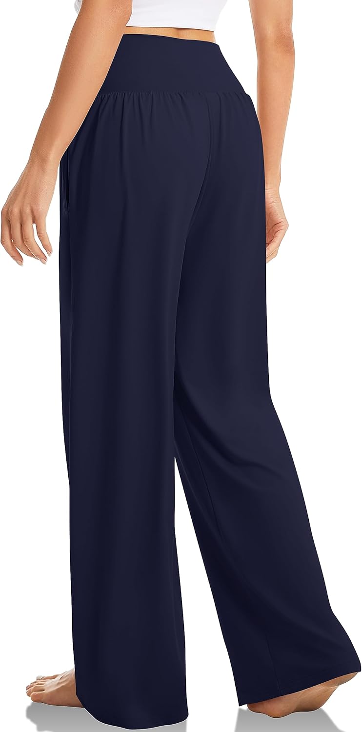 TARSE Women's Wide Leg Casual Loose Pants Yoga Sweatpants Comfy Crossover High Waisted Lounge Pajama Flowy Pants with Pockets - Image 3
