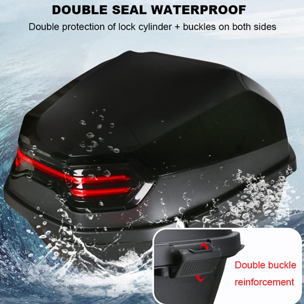 Coffre arrière étanche pour Moto avec réflecteur de Nuit et Dossier en PP, Mallette de Rangement arrière Universelle de Tourisme 41L Coffre arrière Haute capacité, pour Scooter électrique, 39 x 39 x