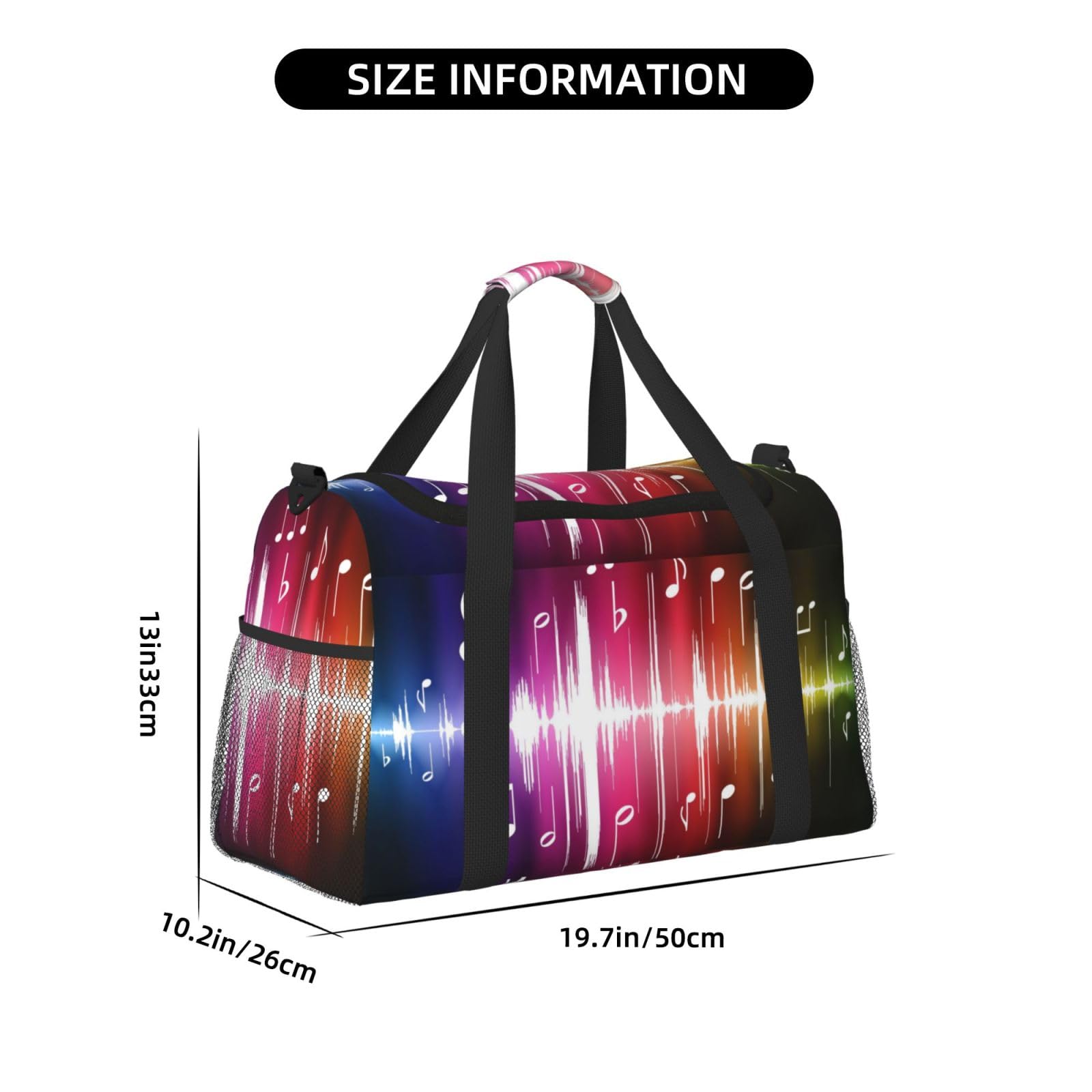 Handreisetasche mit Musiknoten-Aufdruck, ideal für Langstreckenreisen und den täglichen Gebrauch