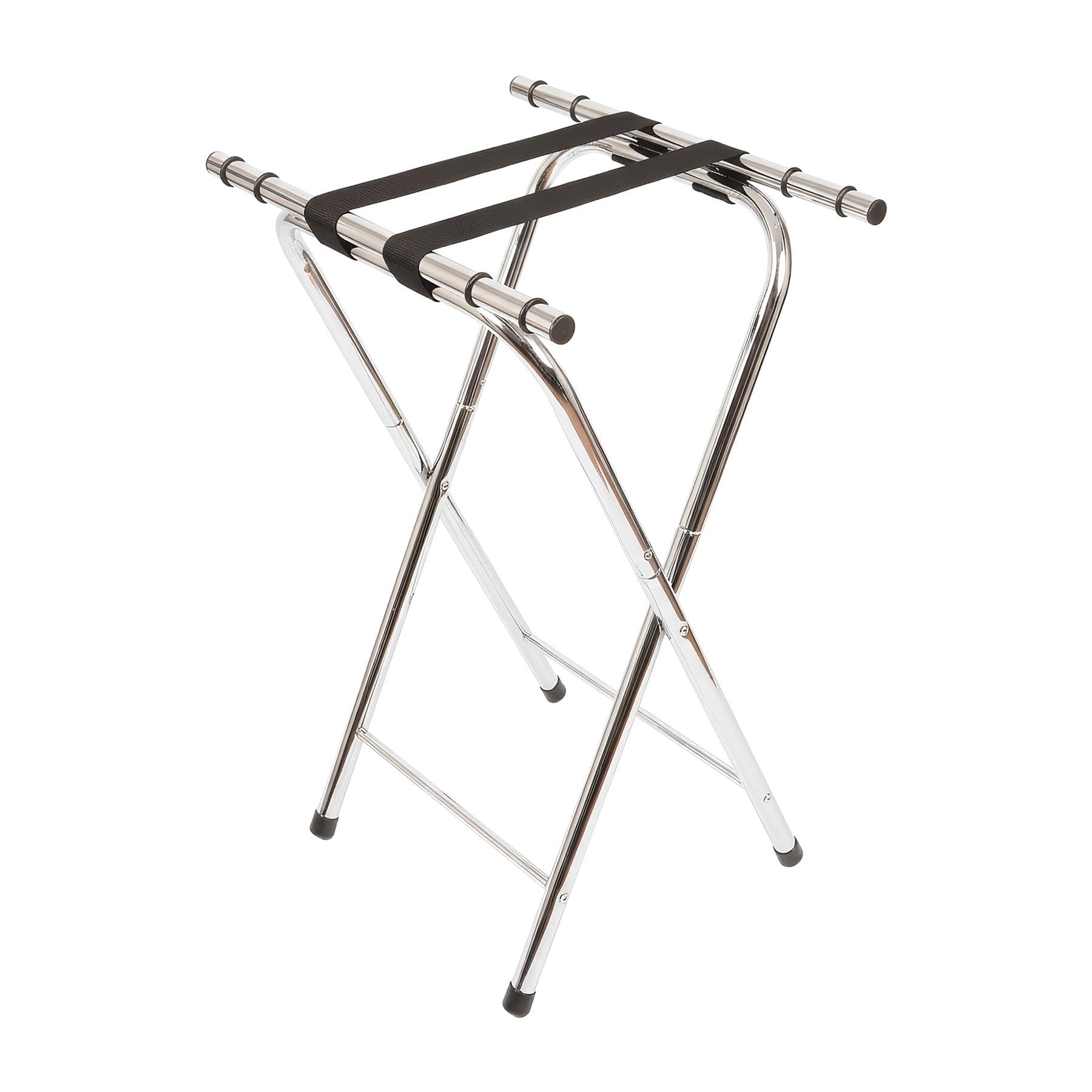 Klappbarer Serviertablettständer aus Metall - Chrom - 1x Faltbar Tragbar Frühstück Küche Esstisch Essen Teller Tee Tasse Gericht Halter Butler Bodenständer - von Harbour Housewares