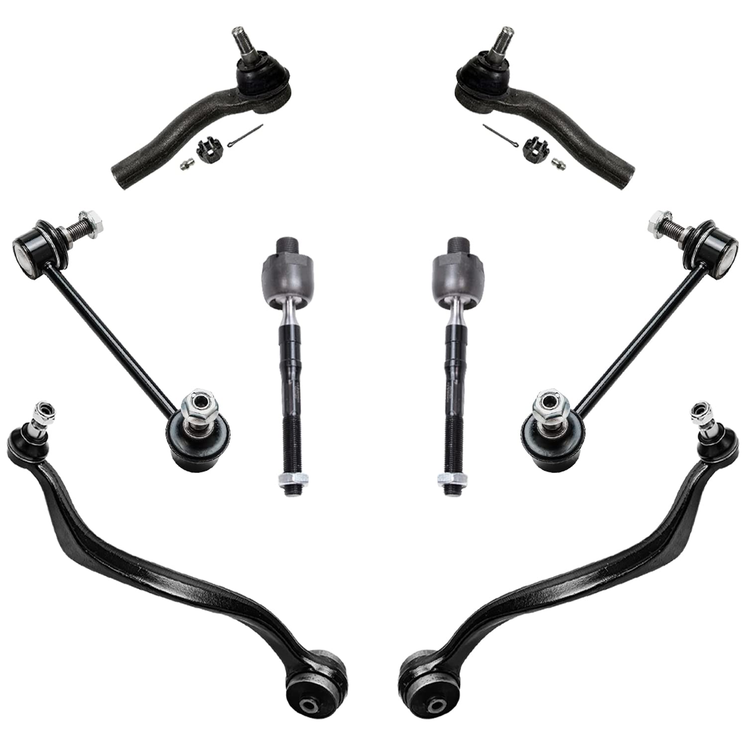 Detroit Axle - 8PC Front Lower Control Arms, Sway Bars, Inner and Outer Tie