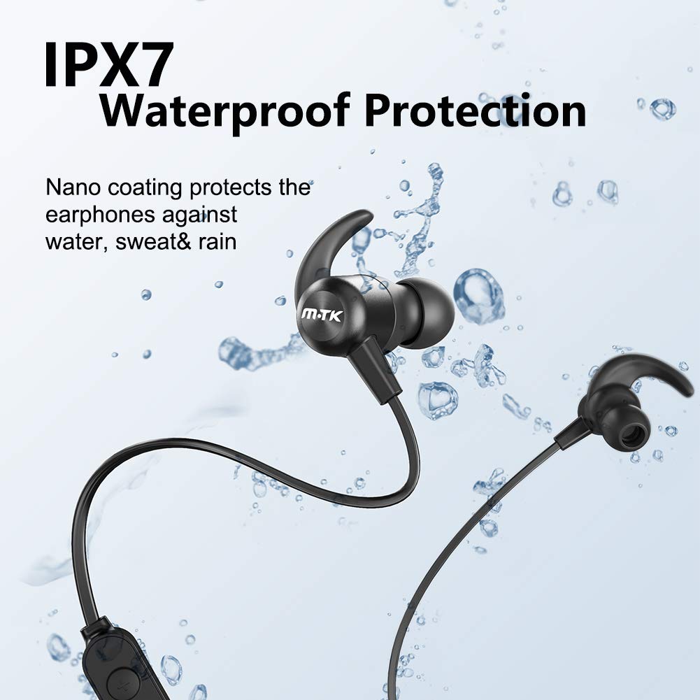 UXD Cuffie Bluetooth, Auricolari Bluetooth Senza Fili, Auricolari Bluetooth con CVC 8.0 Microfono Incorporato, 20 Ore di Tempo di Utilizzo, IPX7 Impermeabili, Cuffie Bluetooth Sport (Nero)