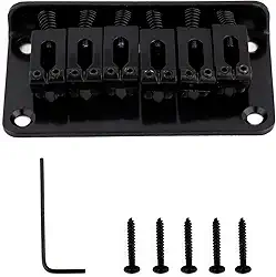 Metallor Ponte de sela rígida fixa para guitarra com carga superior compatível com peças de guitarra elétrica estilo Tele de 6 cordas (Preto)