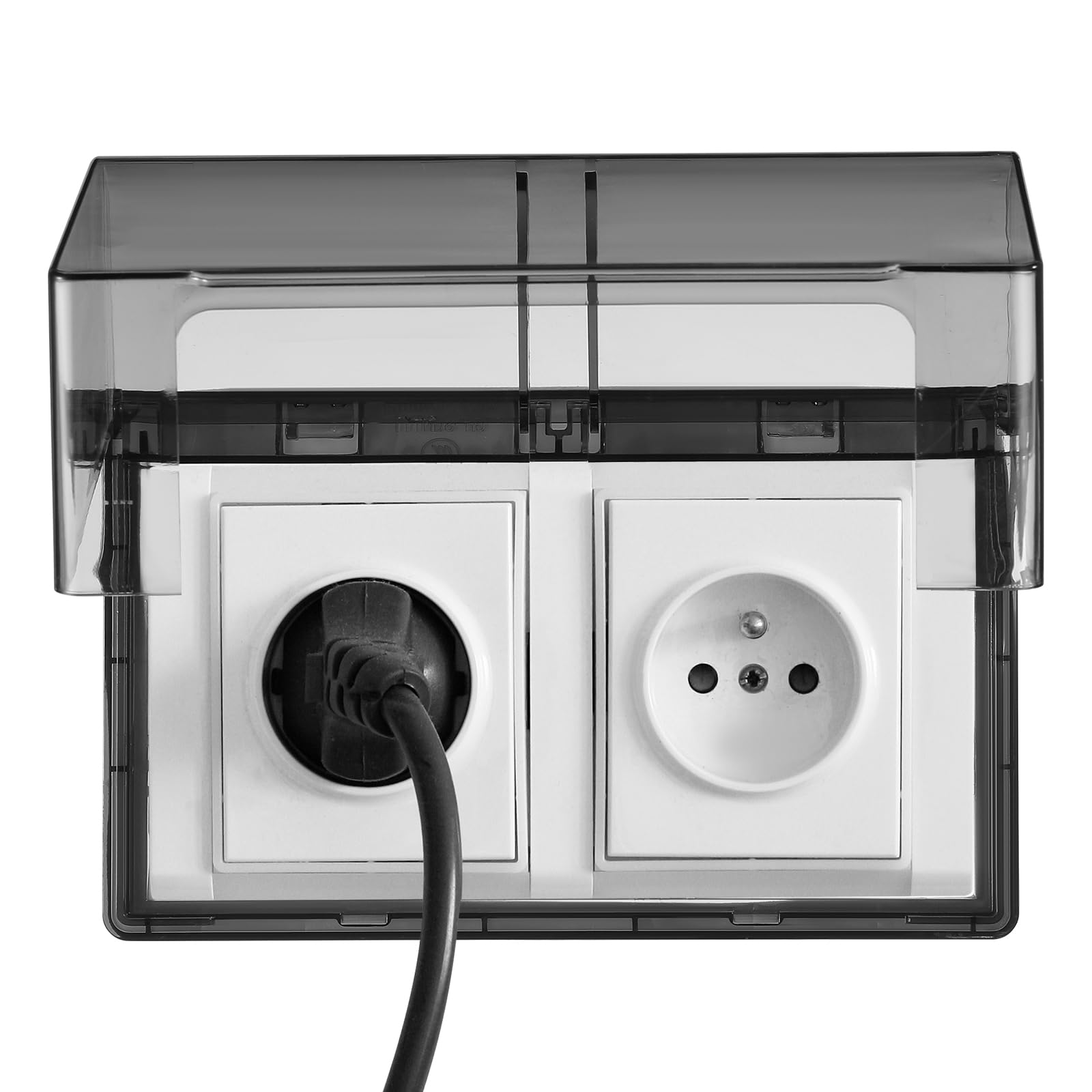 Couvercle étanche prise double murale adhésif pour salle de bain