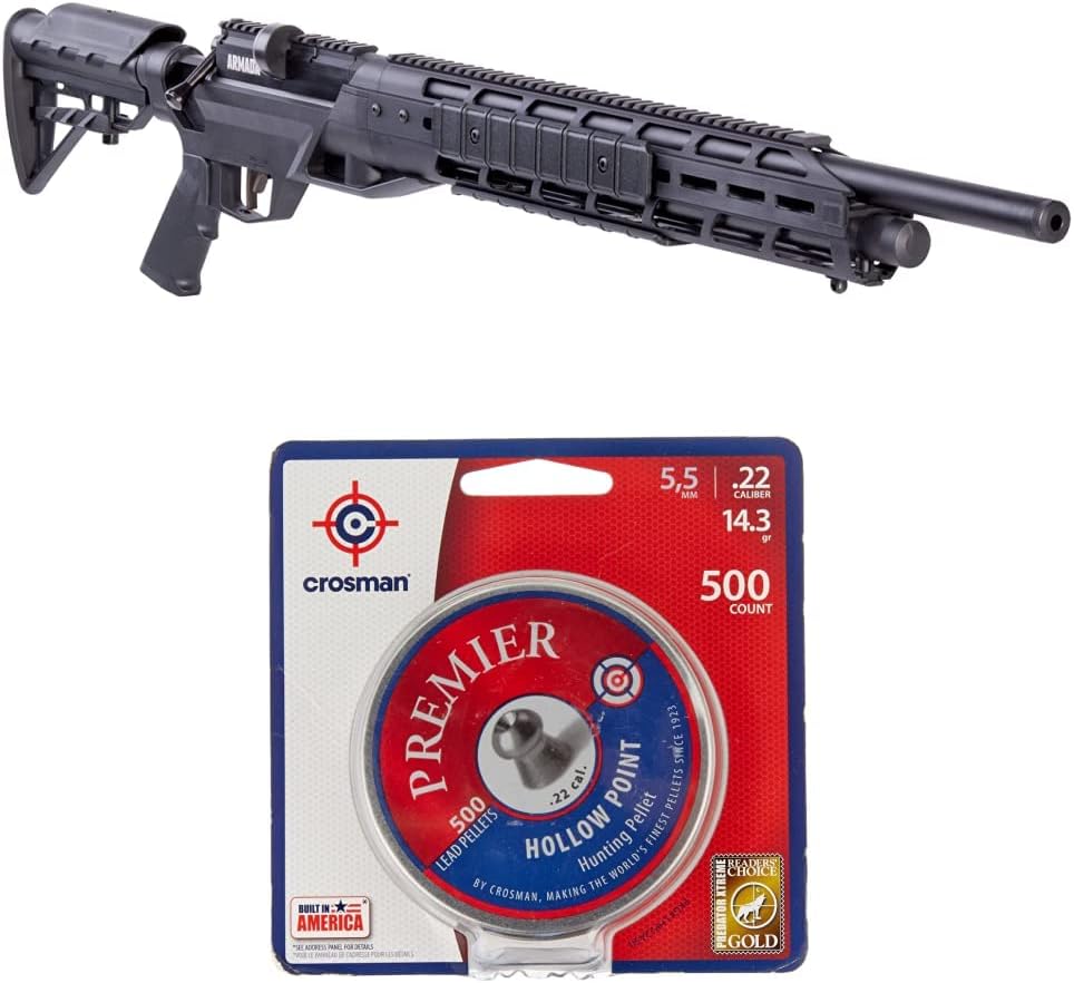 Benjamin Armada BTAP22 PCP-Powered .22-Caliber Pellet Hunting and Target Air Rifle & Crosman LHP22 .22-Caliber Premier Hollow Point Pellets (500-Count)