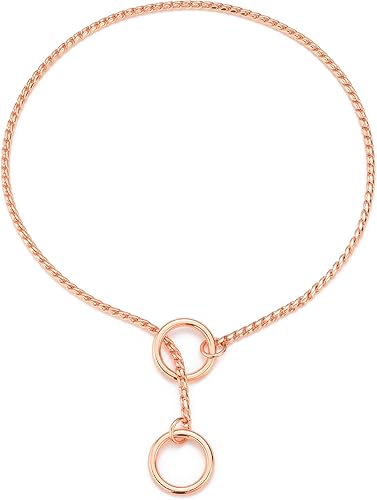 Miniatura 1 de Mogoko Collar de cadena de acero inoxidable para perro, cadena de serpiente de metal para cachorros, gargantilla para entrenamiento y caminar (oro