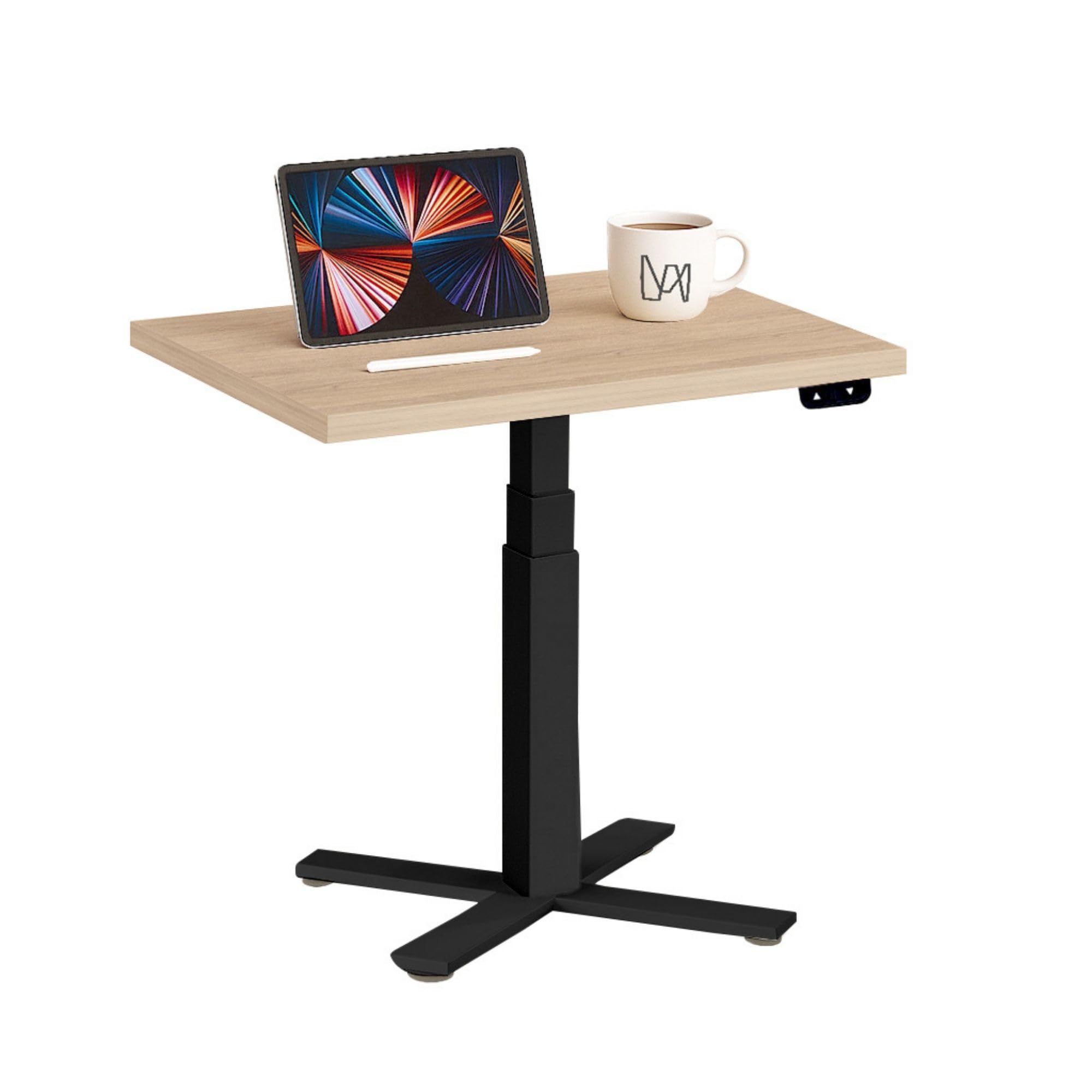 Bureau réglable 60-126 cm compact chêne clair pour le télétravail à la maison