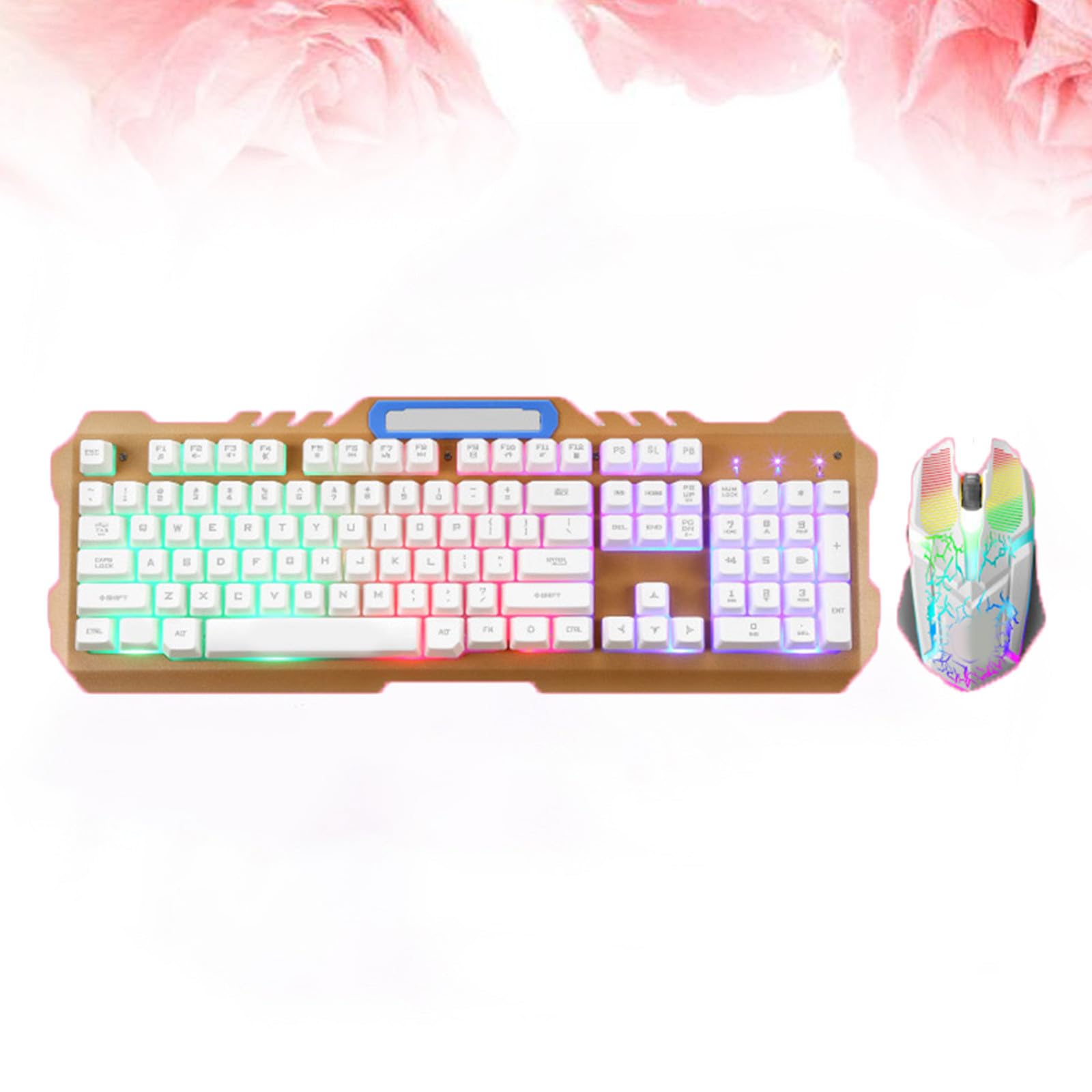 Kit Tastiera e Mouse Bianca Retroilluminata Meccanica USB