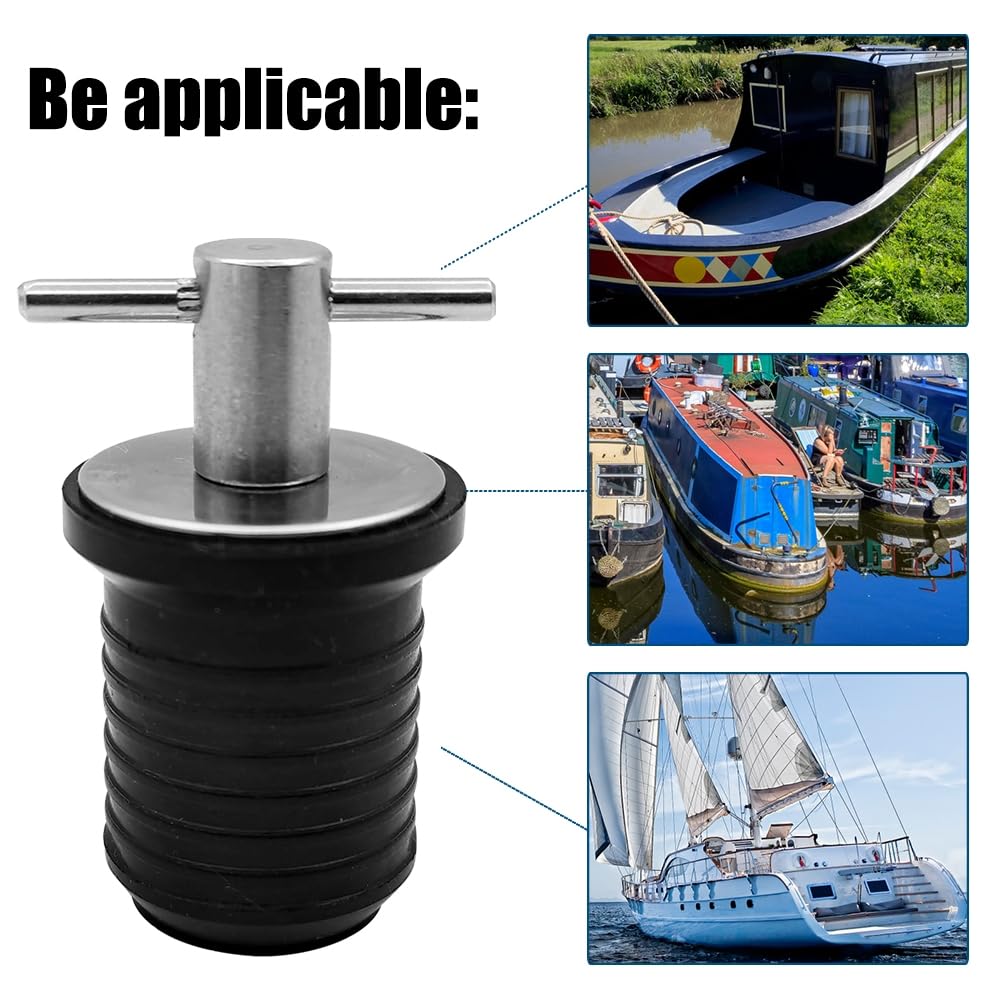 2 Pezzi Tappo di Scarico per Barche, 23 mm Tappi di Scarico in Acciaio Inossidabile con Impugnatura a T, Accessori per Barche per la Casa di Barche Marine
