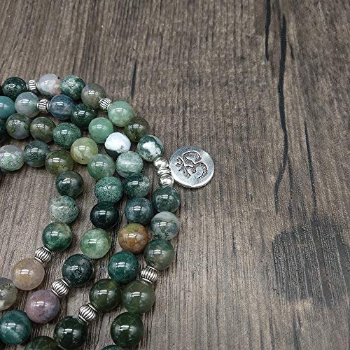 Self-Discovery 108 Natural Indian Agate Mala Beads Bracelet For Yoga Meditation (Om) #TOP3