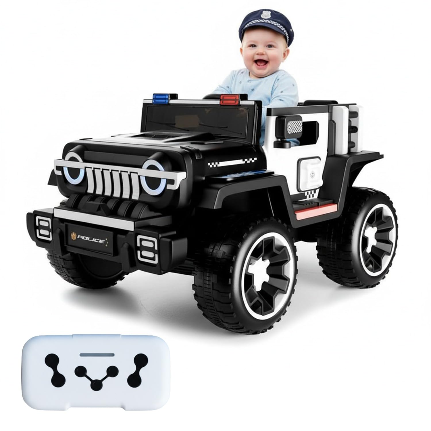 Lifelong Cuppy Electric Ride on Police Big Car for 2+ Years Baby Kids | Rechargeable Ride On Battery Operated Jeep | Electric Vehicle with Mic, Music & Light | Ride-On Toy for Boys & Girls (LLEV360)-image-1