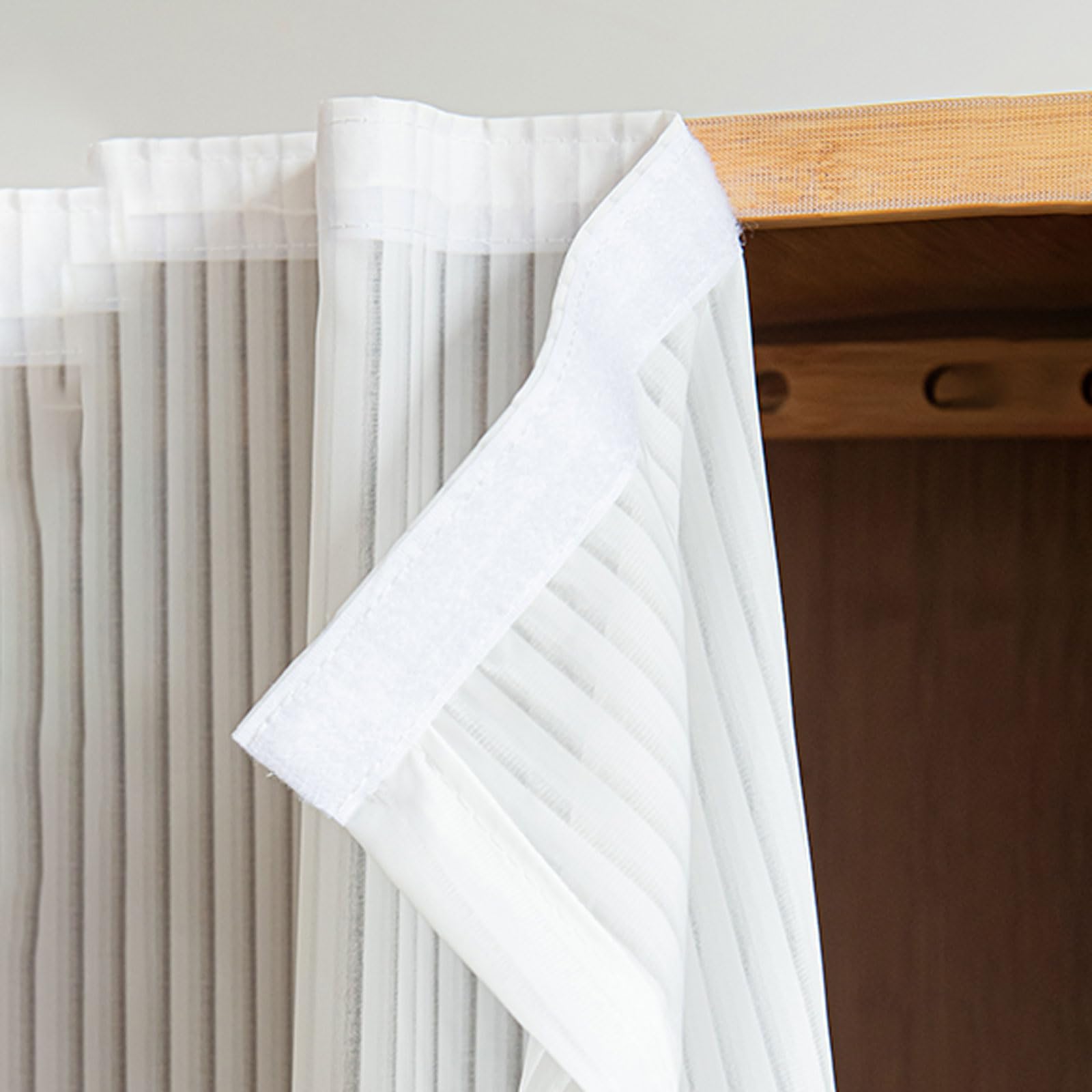 Wansiman White Privacy Curtains - Dustproof For Storage, Wardrobe, Kitchen & Bedroom Cabinets, Bookshelves