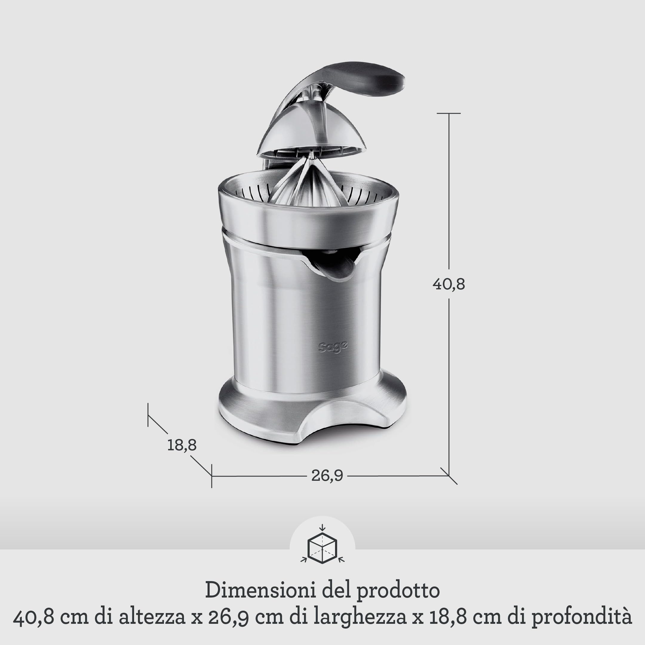 Sage - The Citrus Press Pro - Spremiagrumi, Frullatore - Alluminio Spazzolato