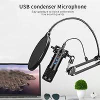 Vista 4 de Micrófono USB Profesional Condensador Kit de Micrófono de Grabación para Podcast, Micrófono de Grabación para YouTube, Grabación de Música, Voice