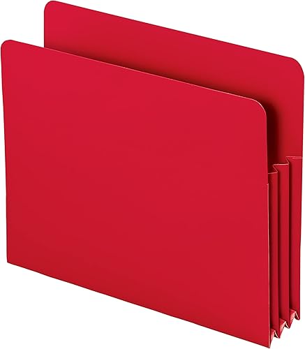 Miniatura 3 de Smead Bolsillo para archivador de polietileno, pestaña de corte recto, expansión de 3-12", tamaño carta, rojo, 4 por caja (73501)