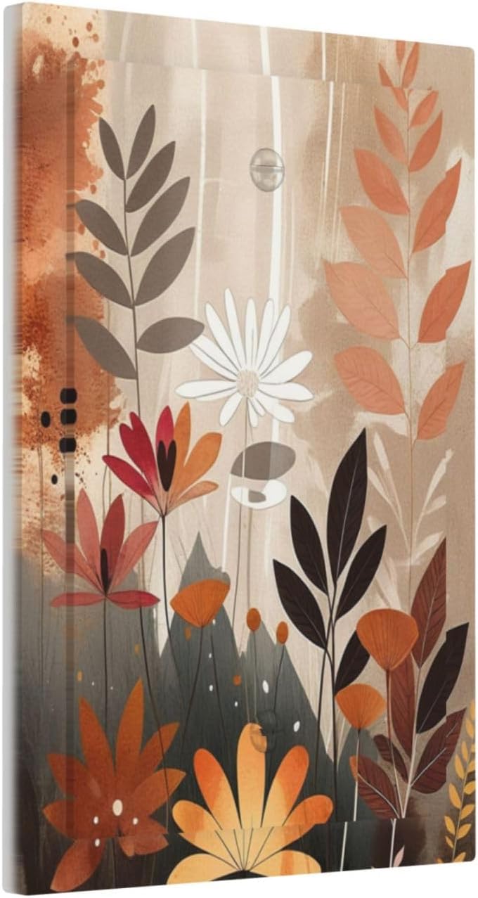 Boho Minimalist Vintage Wildflowers Plant Floral Art Watercolor Light Switch Cover Plate 1 Gang Electrical Wall Plates Faceplate Decorative Switch Plate No Device Blank for Bedroom Living Room Decor