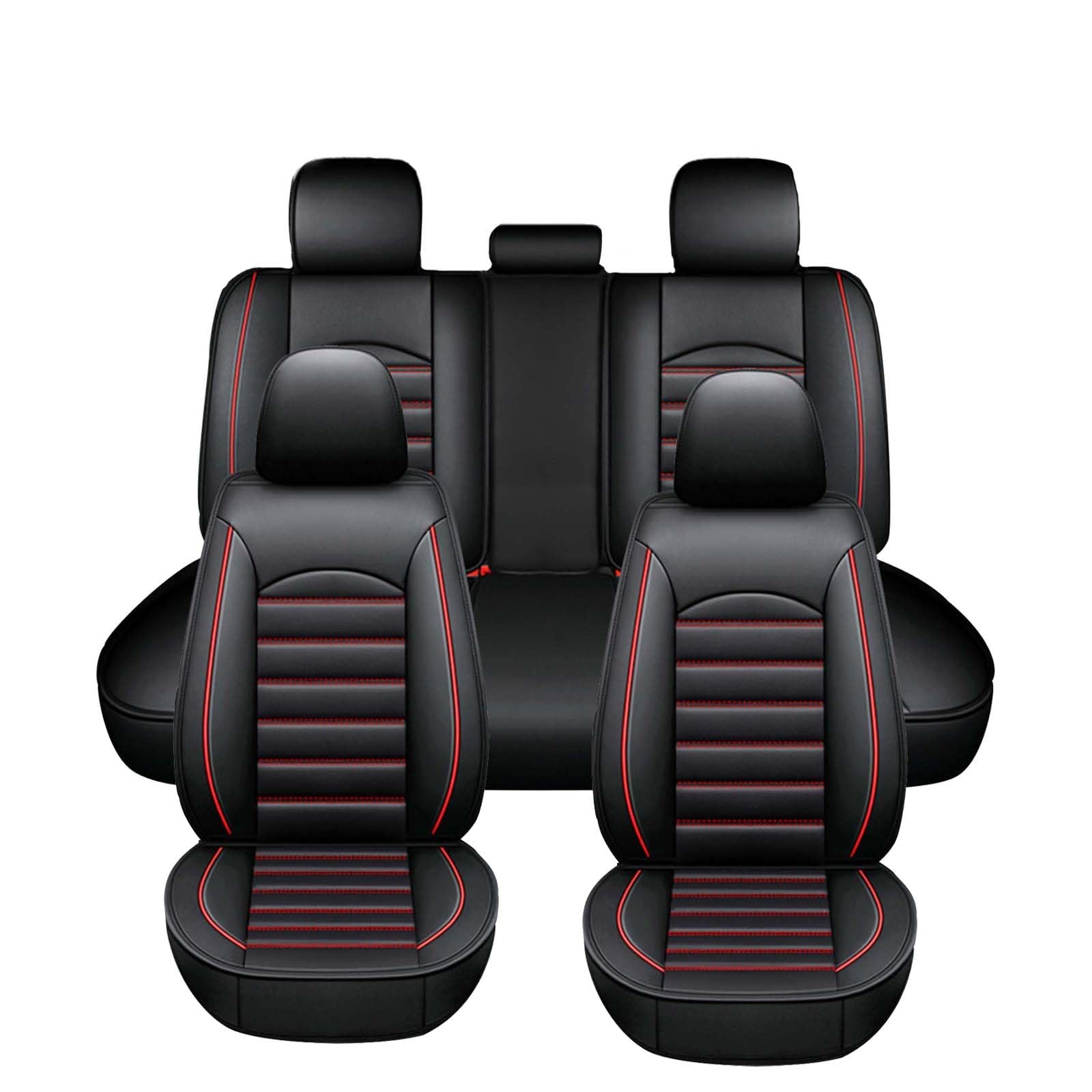 Car Seat Covers for Nissan Patrol GR Y61 1997-2004, Front Rear Protectors Waterproof Breathable Wear-Resistant Full Set Seat Protectors Airbag Compatible,C/Black and Red