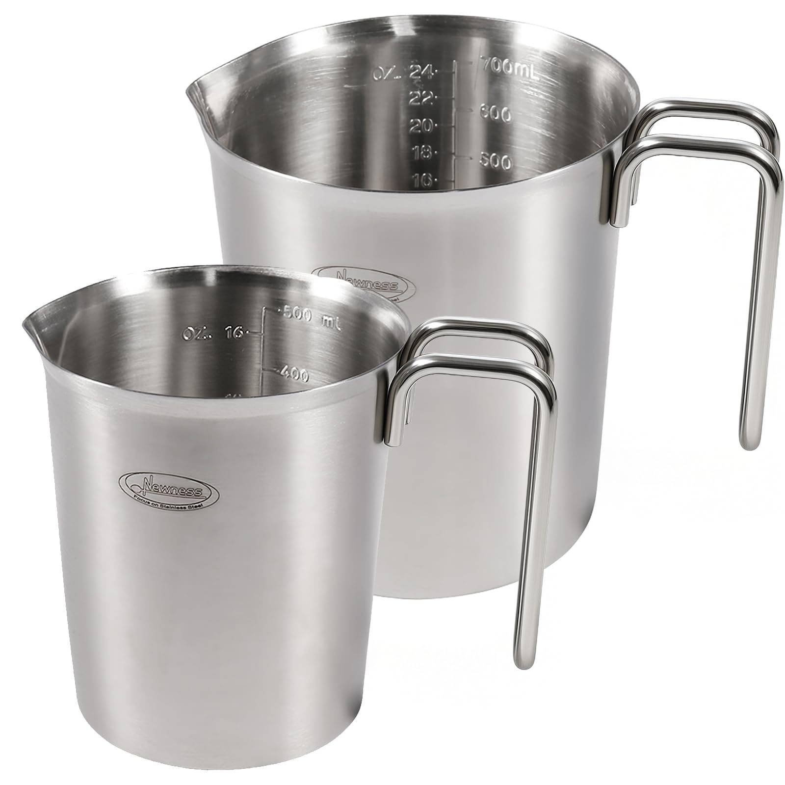 Newness 2-Pack Stainless Steel Measuring Cups Set, Metal Measuring Cup