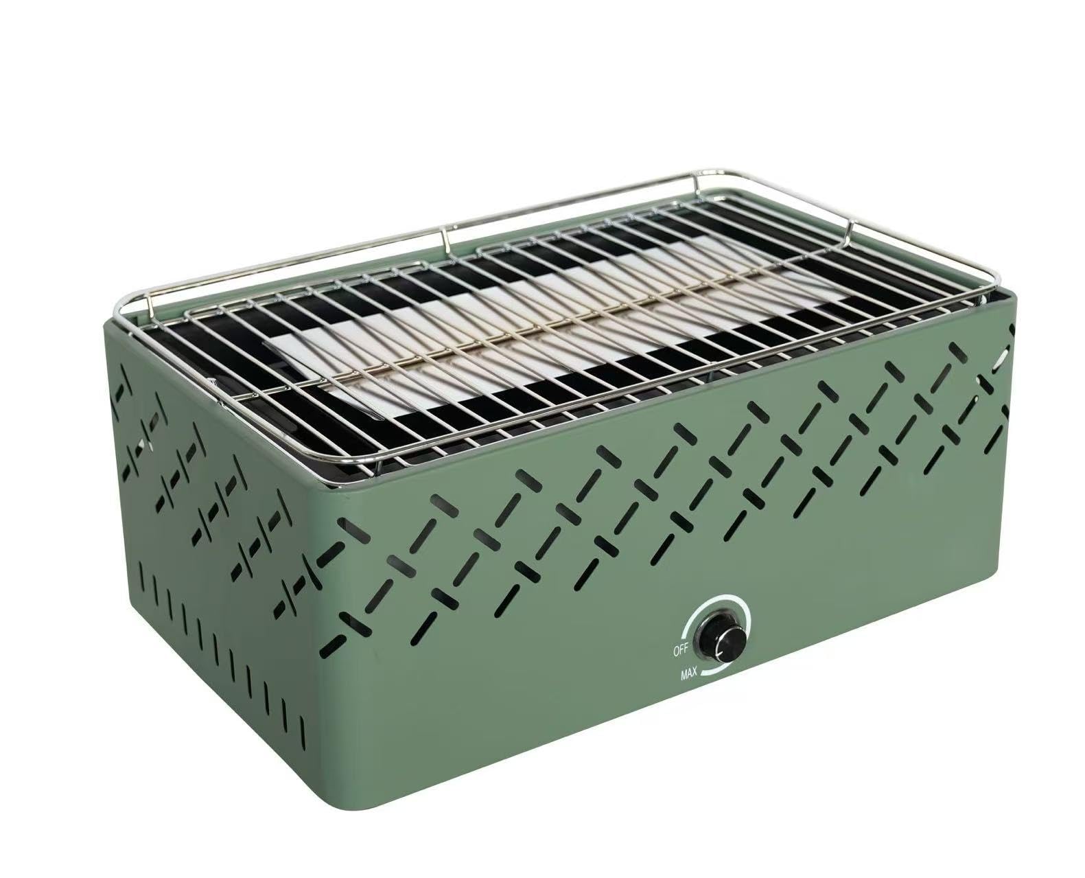 Barbecue de Table Portable au Charbon Sans Fumée, Ventilation Intelligente, Design Compact, Grille en Acier Chromé, Vert