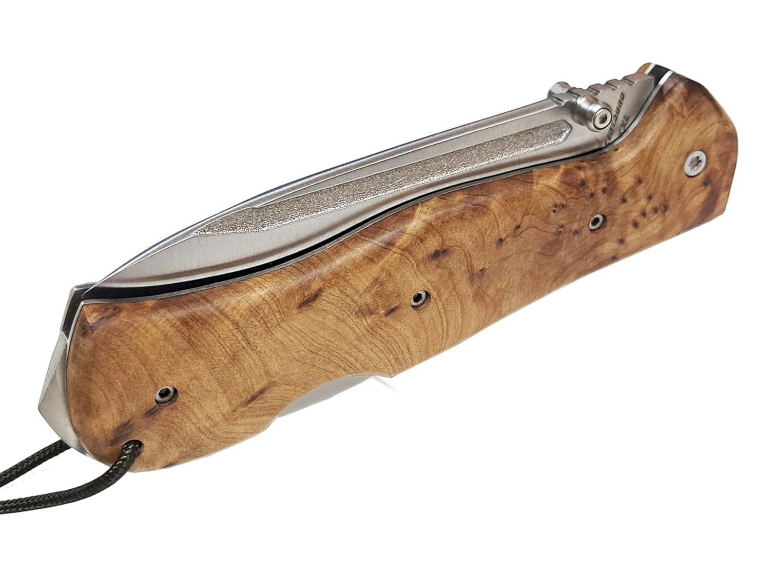 Miguel Nieto Navaja Centauro Tuya XXL 08-S, Plegable, con hoja en acero inoxidable Böhler N695 de 10 cm. y empuñadura en madera de Tuya, Hueco con cordón fiador incluido