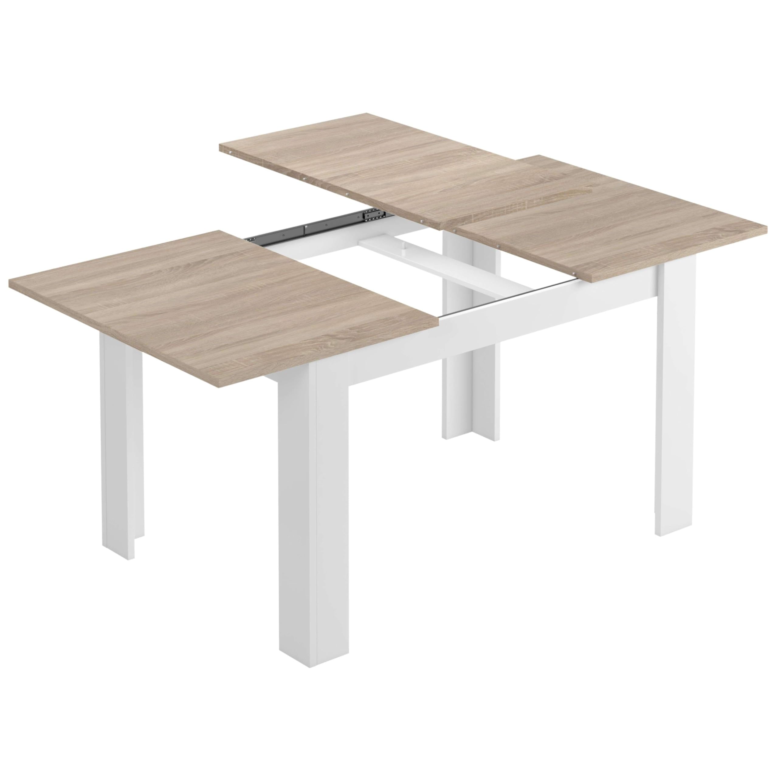 Miroytengo Pack de Muebles de Salón Estilo Nórdico en Color Blanco y Roble Claro con Modulo de TV, Mesa de Centro y Mesa de Comedor