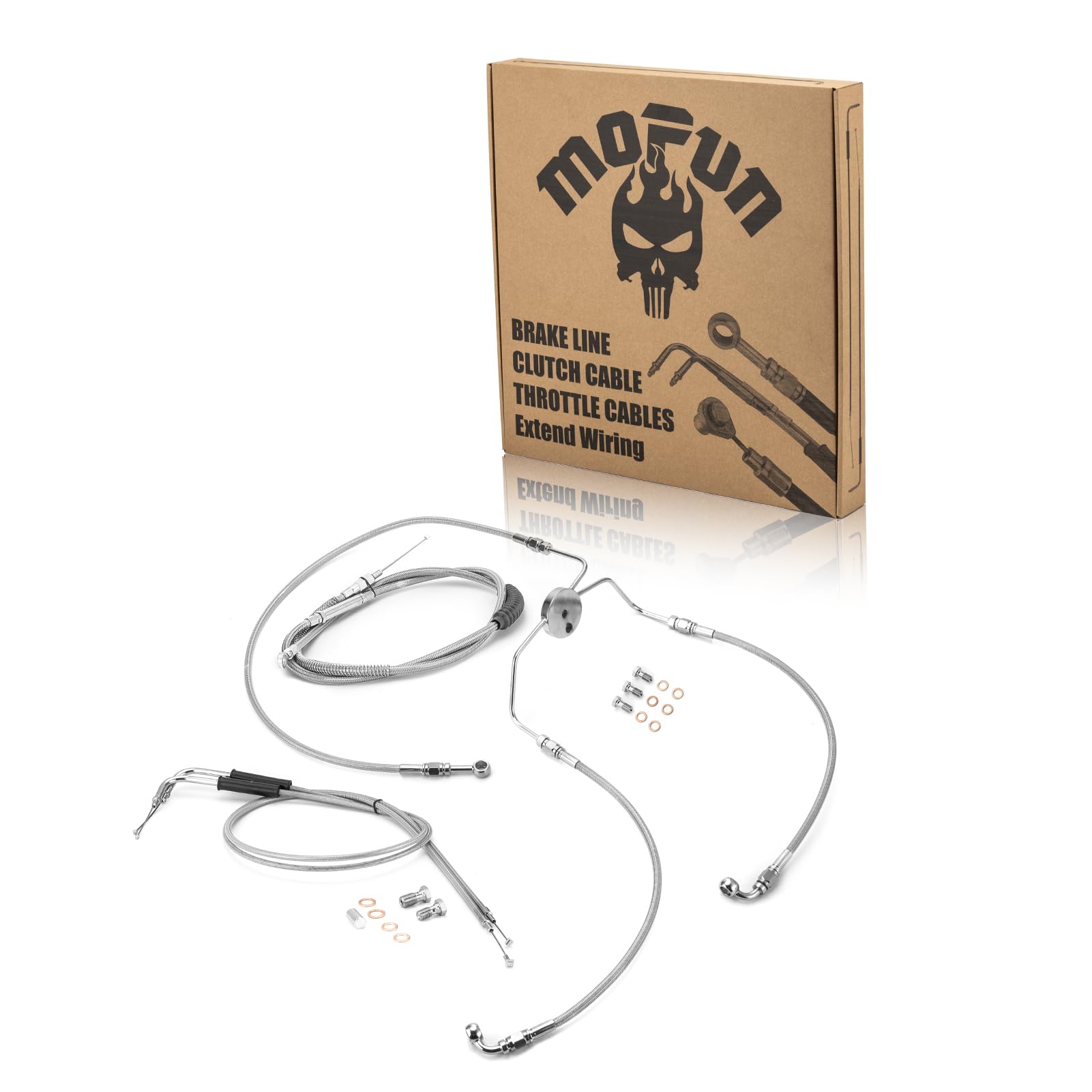 mofun clutch cable & non-abs brake line & throttle and idle cable kit compatible with harley touring electra glide without/non-abs 1996-2006, fit 10"-12" handlebar, chrome