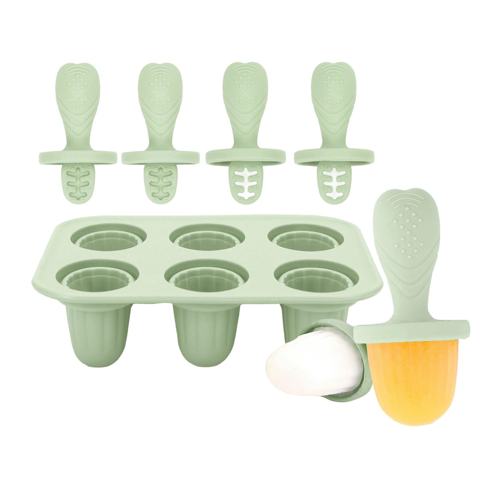 Oxxggkao 6 Piece Teething Ice Popsicles Molds for Infants Silicone Ice Cubes Tray with Chewable Edges Safe for Babies Teeth and Dishwasher Friendly Baby Teething Cubes Tray