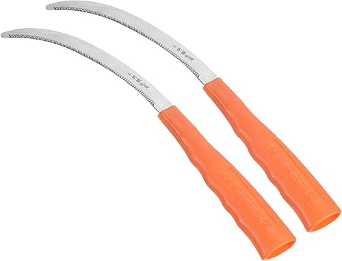 PATIKIL Hz dentada de 10 pulgadas, paquete de 2 hoz de acero inoxidable para cosecha, hoz ligera, con mango de plástico, para jardinería, color
