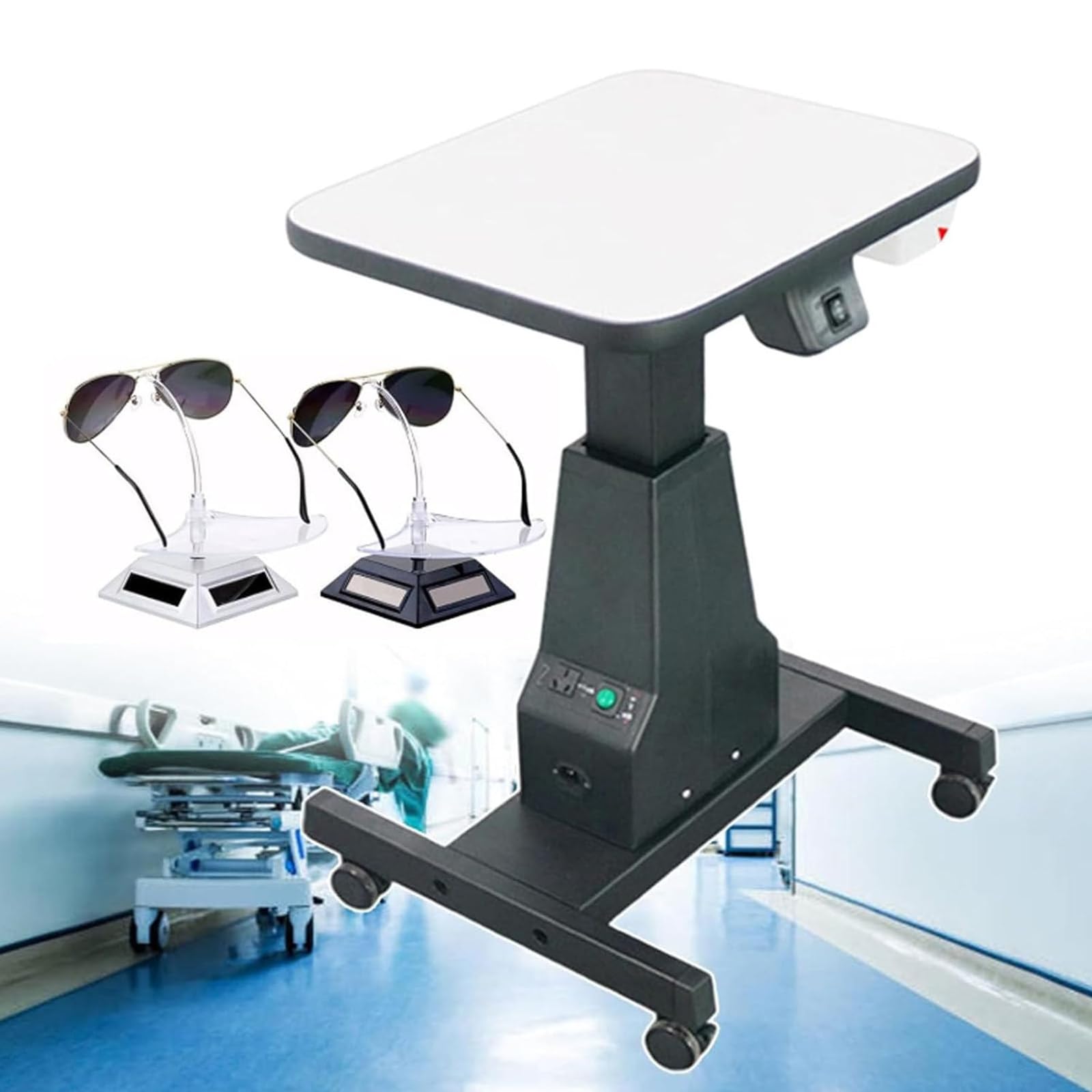 ZenSeFarin Motorized Optical Lifting Table with Height Adjustment 63-80cm,Large-Capacity Drawers,Adjustable Desk Work 75kg Load for Instruments,Home Office Black