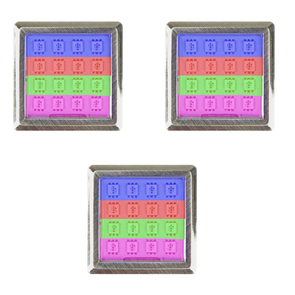 kalb Material für Möbel LED RGB Vitrinenbeleuchtung Quadratisch 5.2cm x 5.2cm Glasbodenbeleuchtung Möbelleuchte Schrankleuchte 2Watt SET, Auswahl:3er SET, Form:Quadratisch