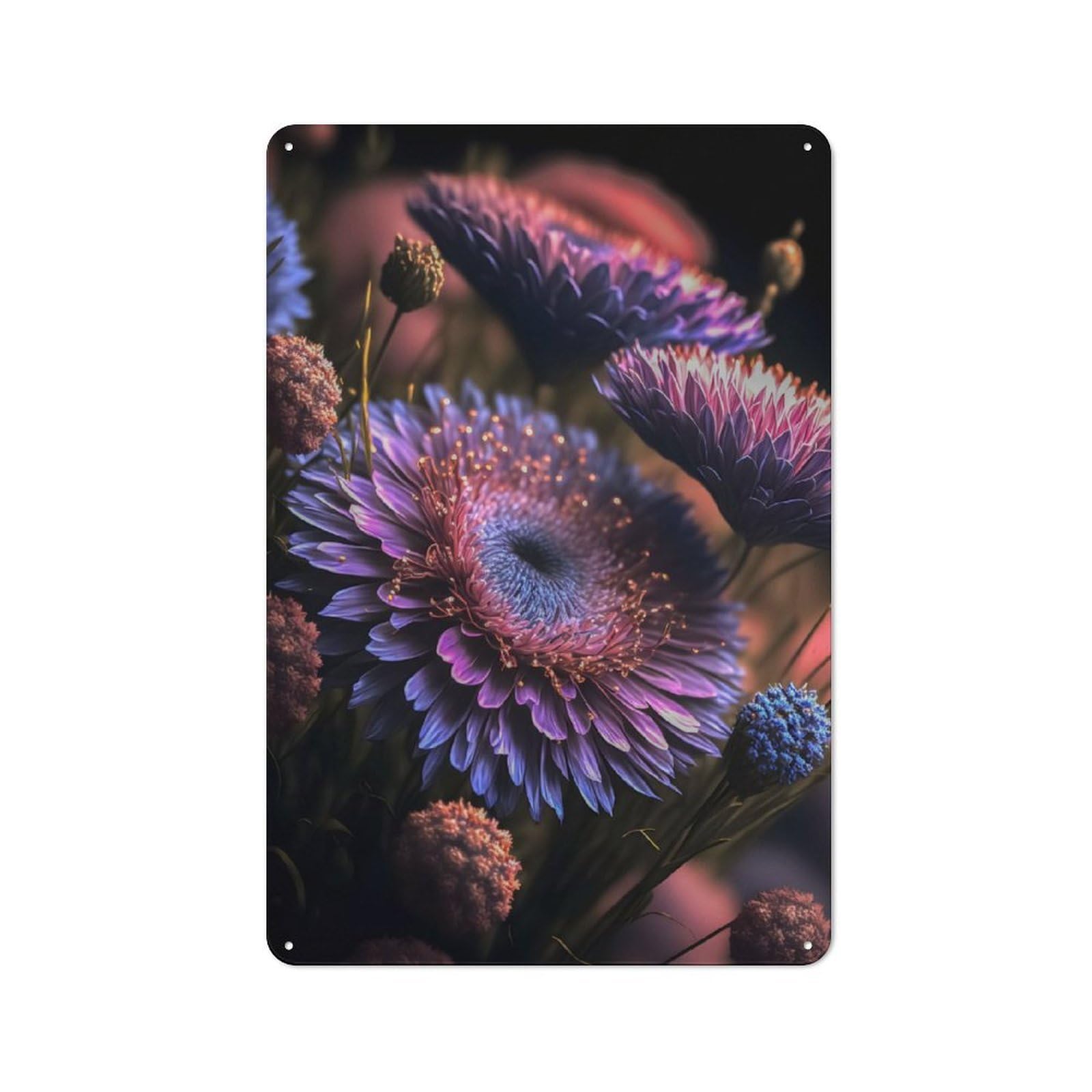 Junmoney Flower 6 Retro Metal Plaque 30X20cm Featuring For Garage Wall, A Winter Wall Decor Update For Workshop Decor Fans