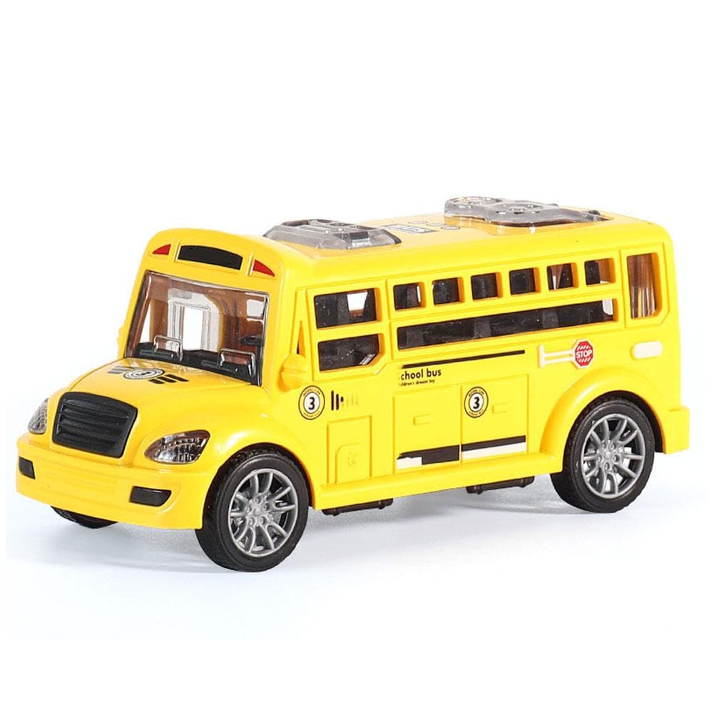 Yellow School Bus Toy, Friction Powered Yellow Bus with Openable Doors, Learning Toys 3-5, Ages For Toddlers Presc Role Play