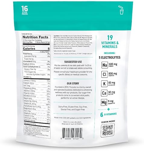 Miniatura 6 de TRULABS Hidrata - Glaciar. Paquetes de hidratación de electrolitos sin azúcar. Cada porción contiene 1422 mg de electrolitos y 19 vitaminas y