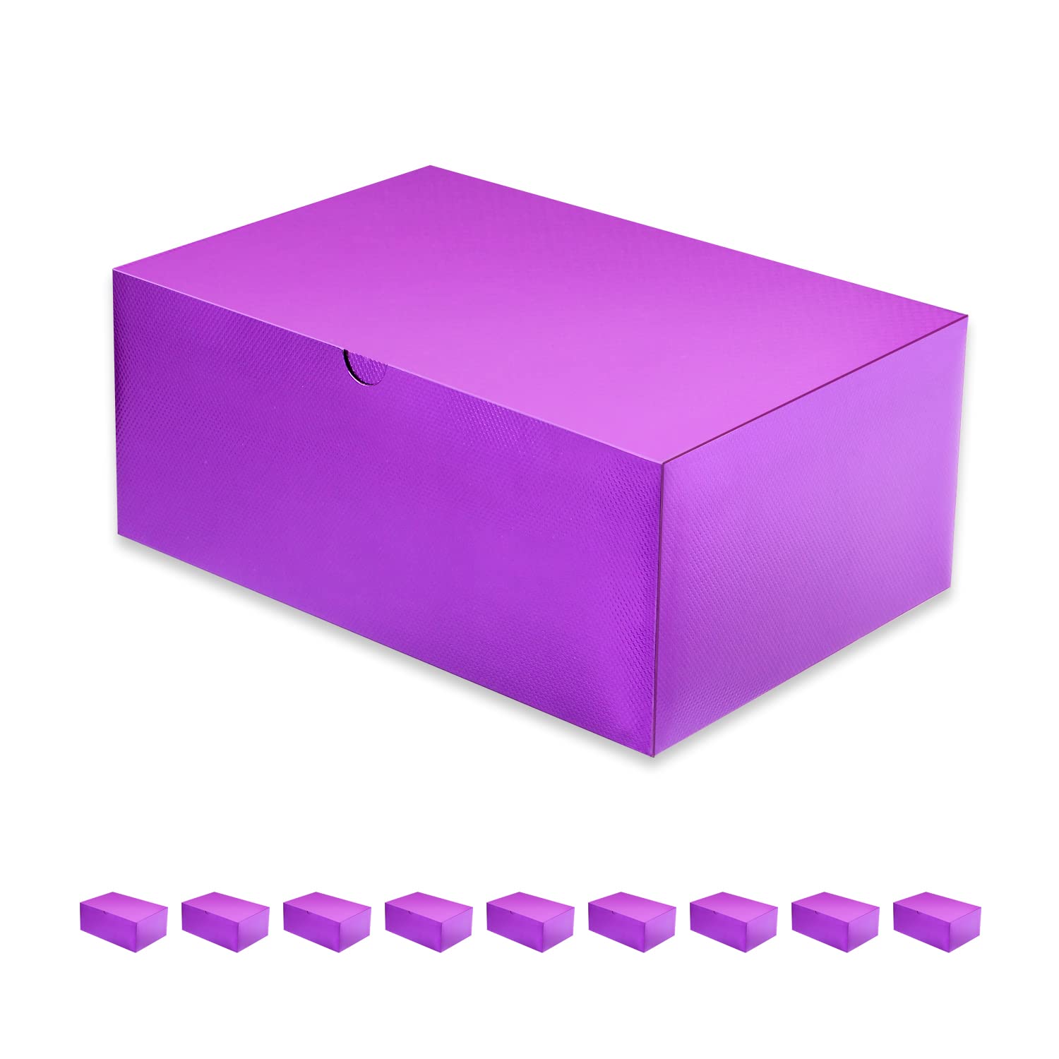 Photo 1 of PACKQUEEN 10 Gift Boxes 9.5x6.5x4 Inches Gift Boxes with Lids Boxes for Gifts Bridesmaid Proposal Boxes, Purple Gift Boxes Bulk for Light Weight Gifts, Crafting (Glossy Purple, Grain Texture) 9.5x6.5x4-10 Pack Glossy Purple