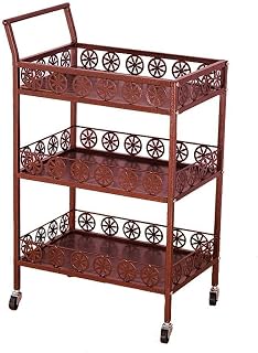 Hospital Trolley, Medical Supplies Rack,Medical Cart Tool 3 Tier Mobile Medical Cart with Handle, Portable Beauty Salon Spa Rolling Trolley with Universal Wheel, Brown Se