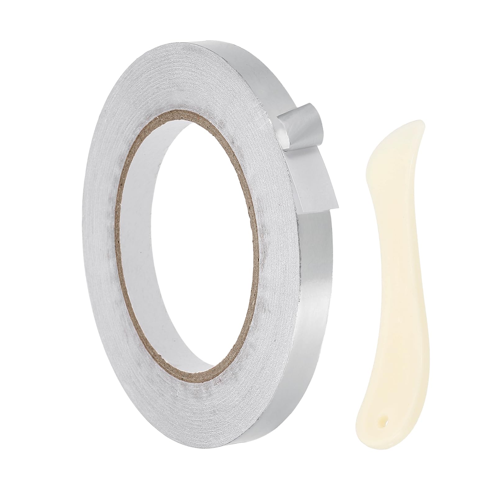 DEFANEX Aluminum Foil Tape (12mm x 50m, 2.36mil) - Heavy Duty Waterproof Silver Metal Duct Tape High Temperature HVAC Heat Patch with Tool, for Ducting/HVAC/Metal Insulation and Repair