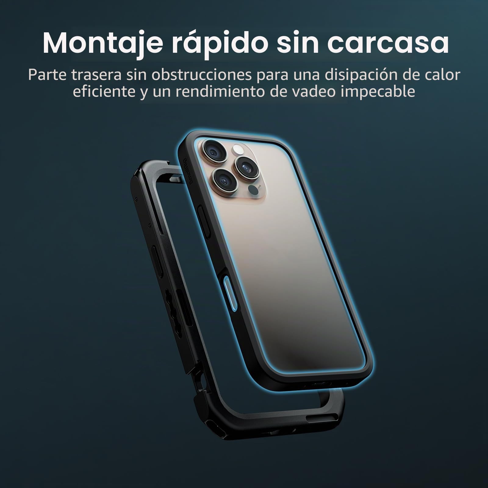 SMALLRIG Mobile Video Cage Basic Edition para iPhone 16 Pro con Carcasa Dedicada para Teléfono con Placa Posterior de Lente con Montura en T, Marco Suave de TPU - 5008
