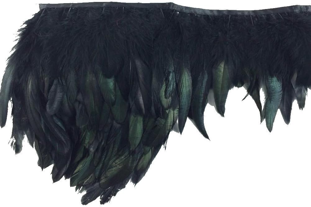 AWAYTR Rooster Hackle Feather Fringe Trim 5-7 Inches Width Sewing Crafts (10 Yards)