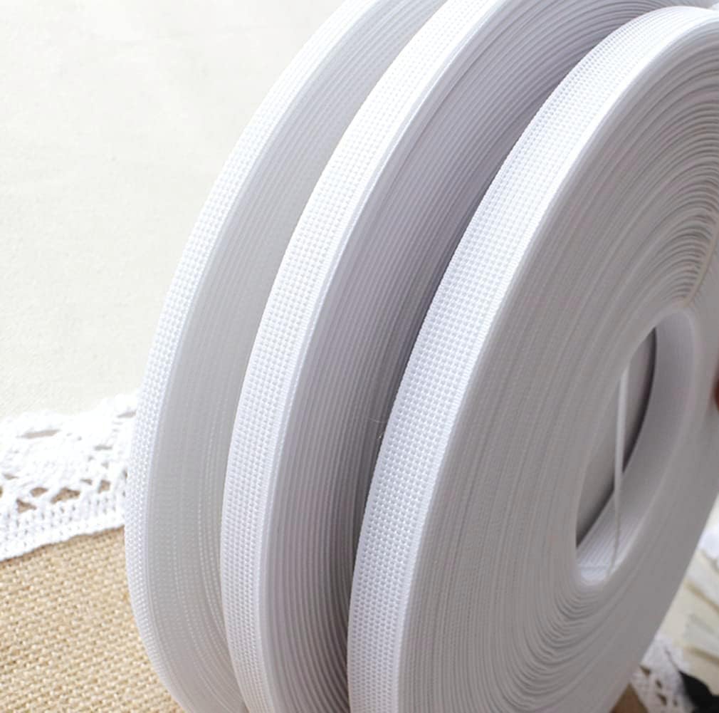 Abbaoww 50 Yards Polyester Boning for Sewing, 12mm Sew-Through Low Density Boning for Corset Wedding Dress Bridal Gowns Lingerie Nursing Cap, White